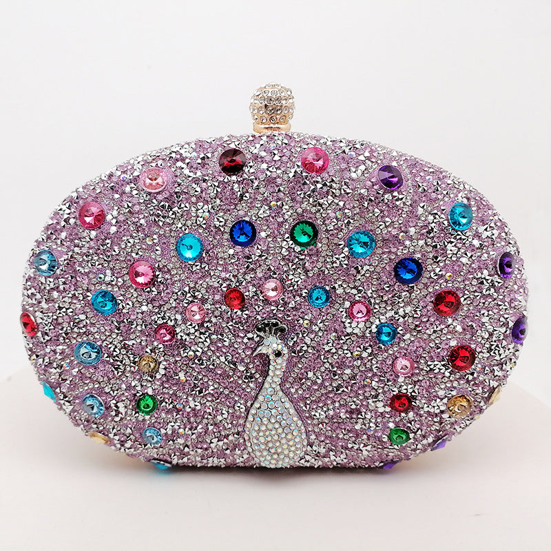 New Peacock Diamond Evening Bag Retro Style Party Dress Bag Women's