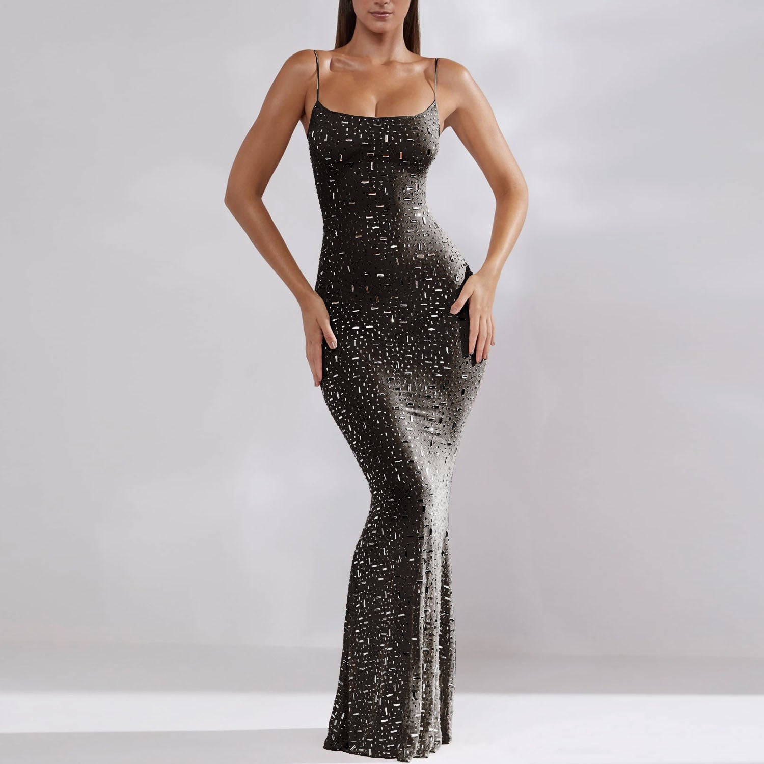 Women's Diamond Strap Mermaid Long Party Dress