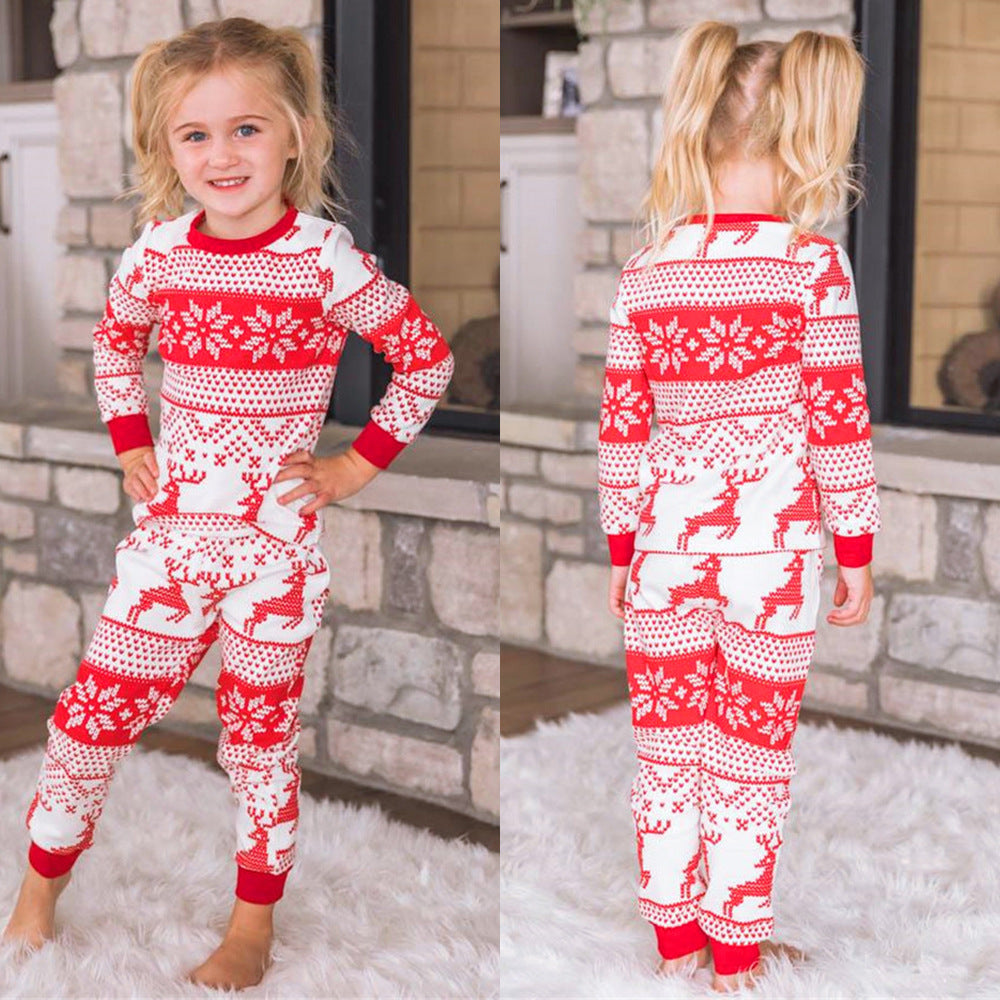 Christmas Pajamas Red and White Parent-child Outfit Casual Home Clothes