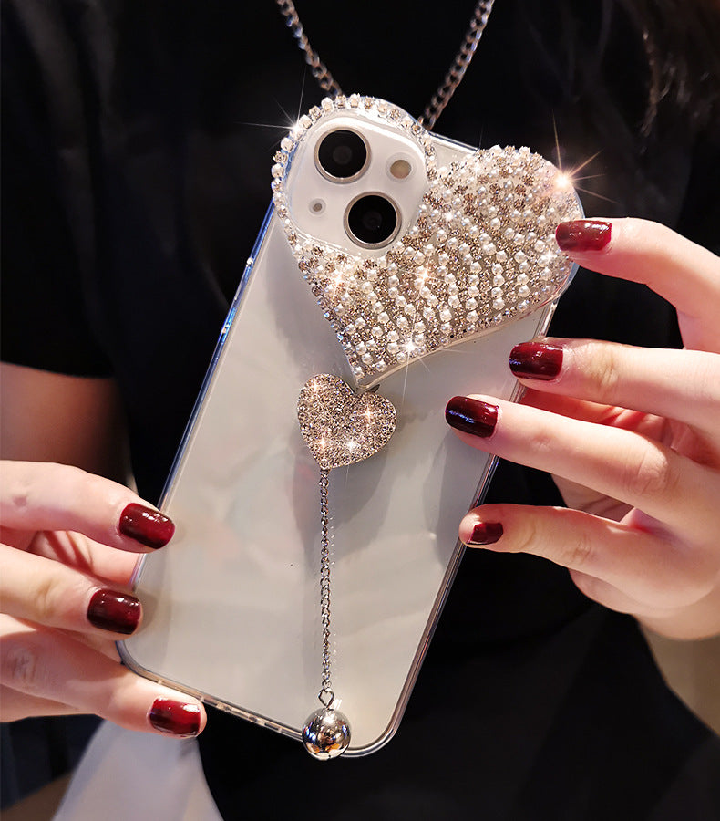 Creative heart rhinestone Silicone apple mobile iphone case