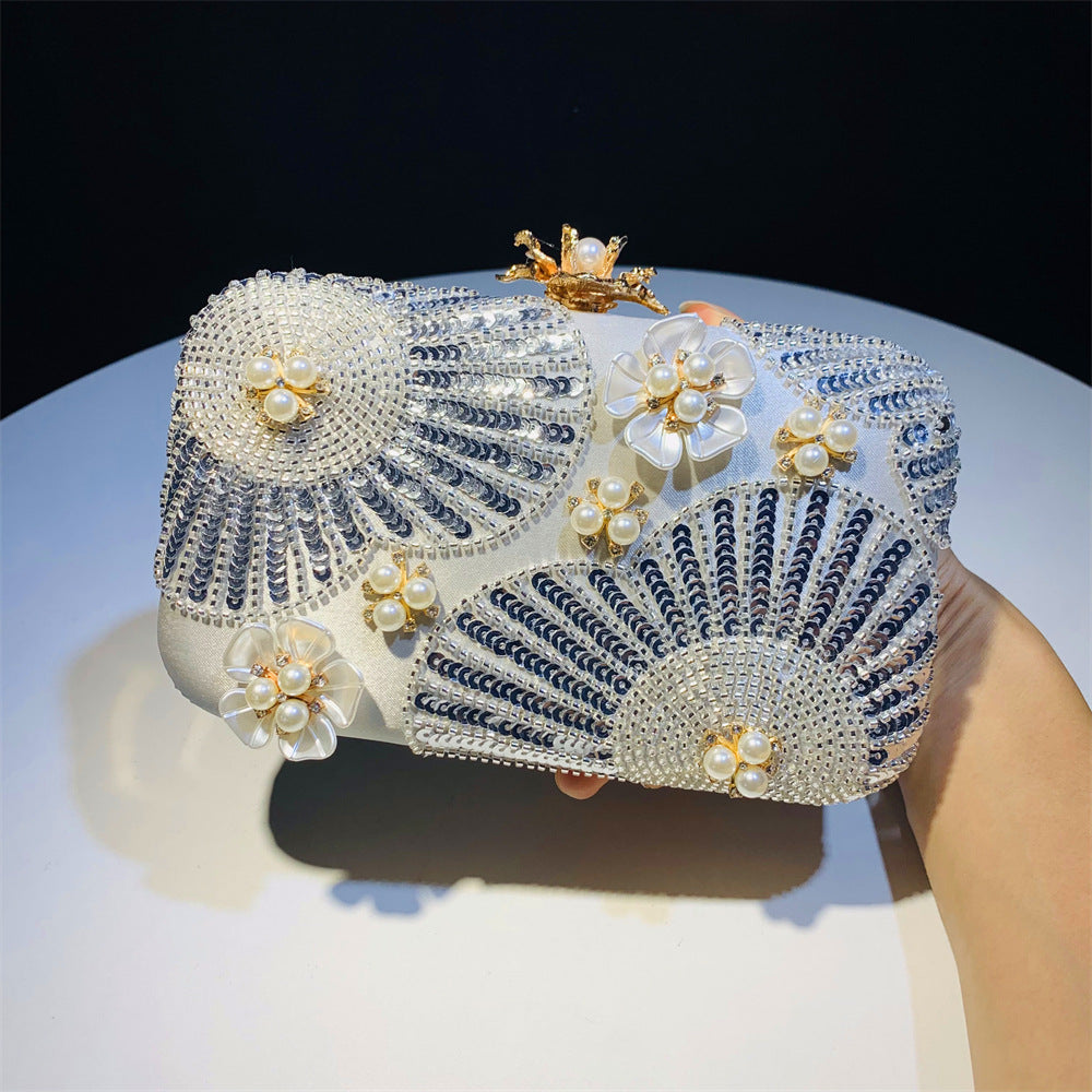 Women's New Flower Pearl Clutch Pearl Wedding Banquet Party Bag