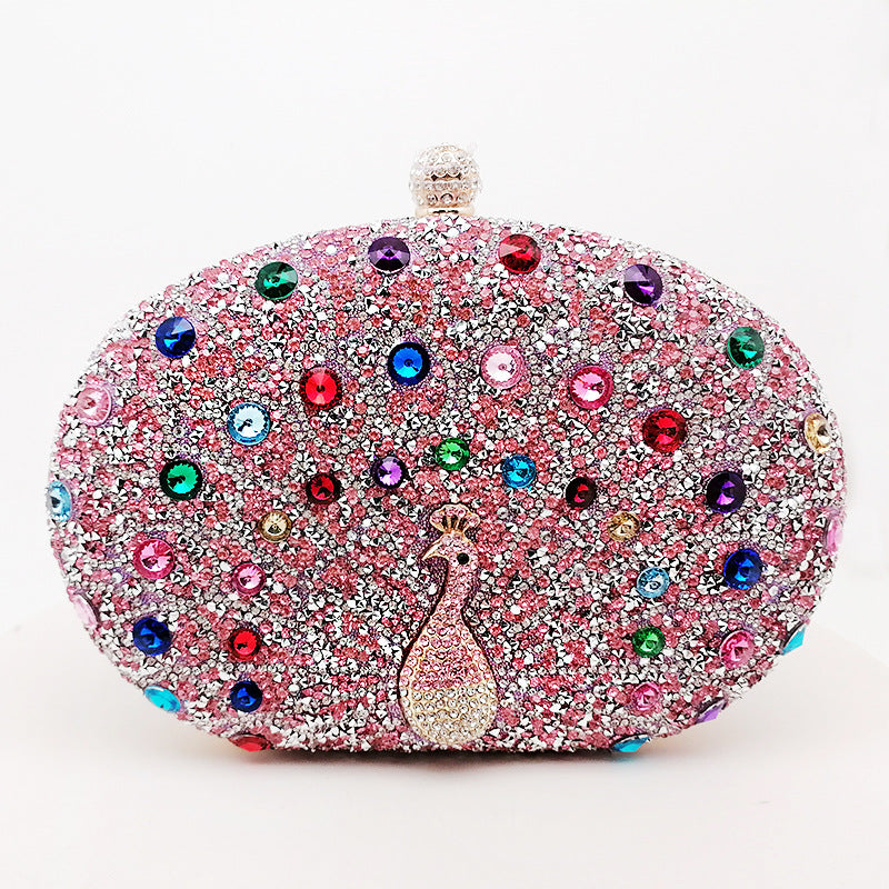 New Peacock Diamond Evening Bag Retro Style Party Dress Bag Women's