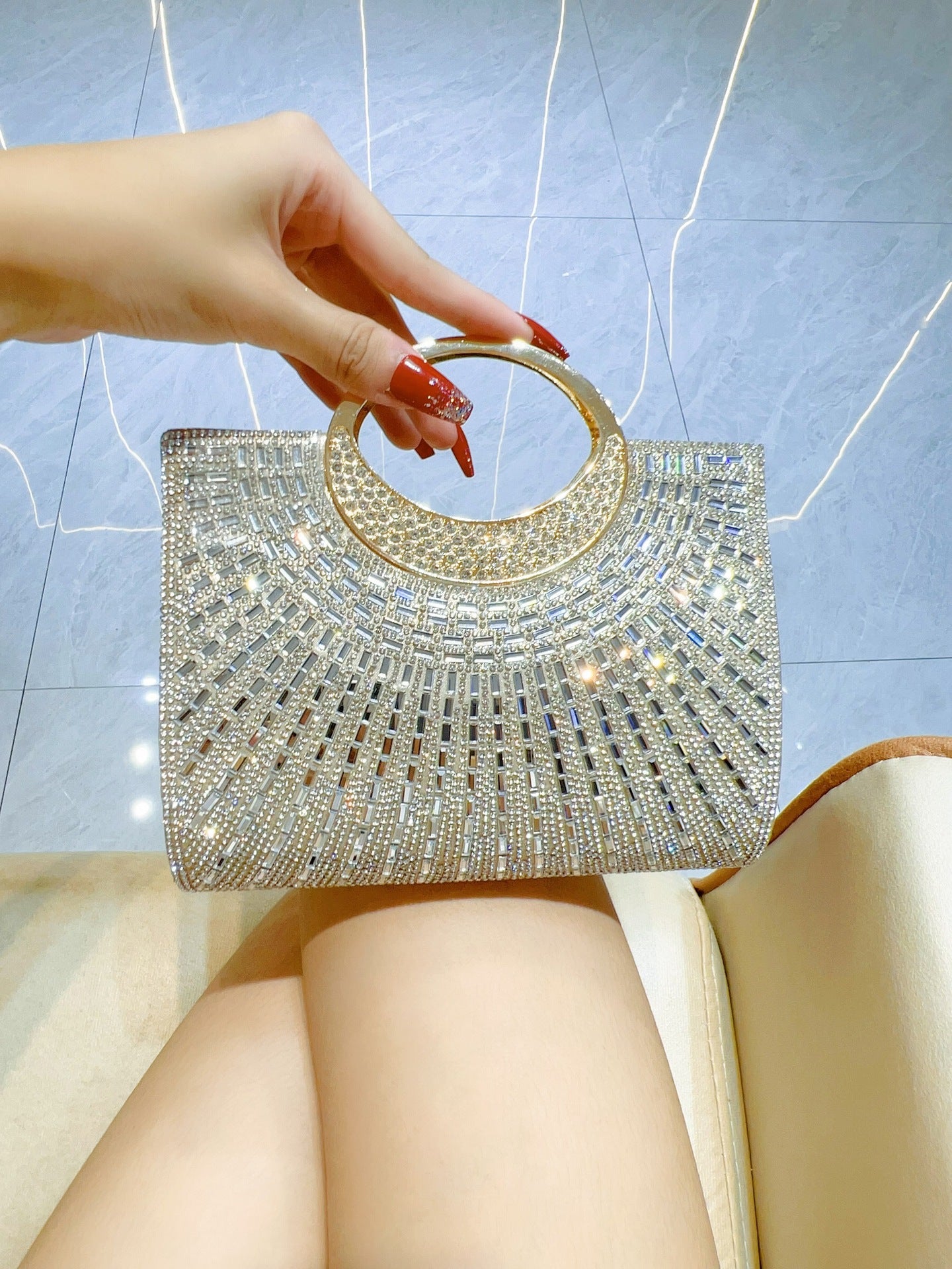 Women's Ring Handbag Shiny Diamond Bag for Party Dress