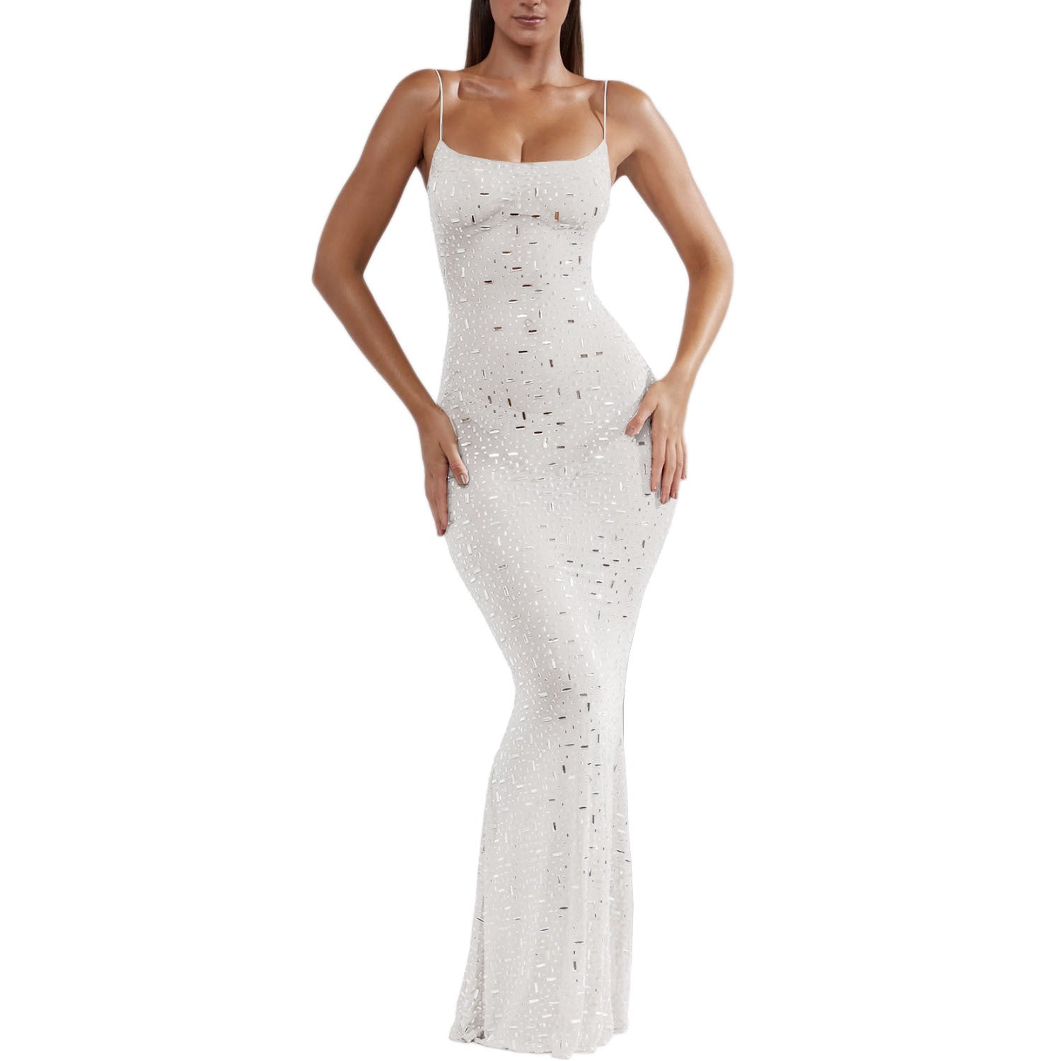 Women's Diamond Strap Mermaid Long Party Dress