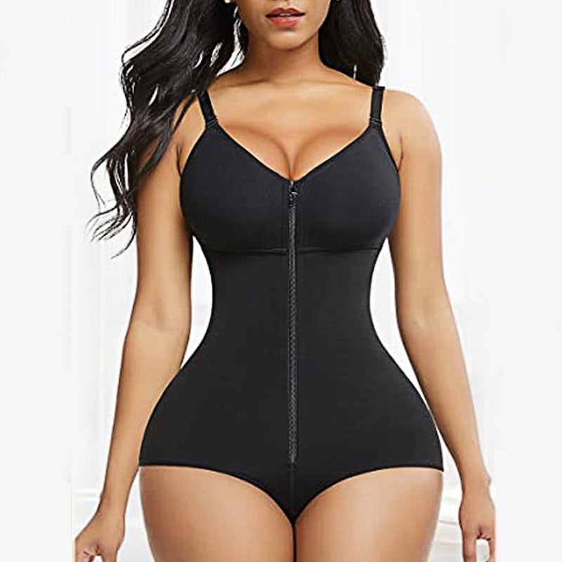 Zipper body suit, hip-enhancing body shaper, seamless breathable body suit