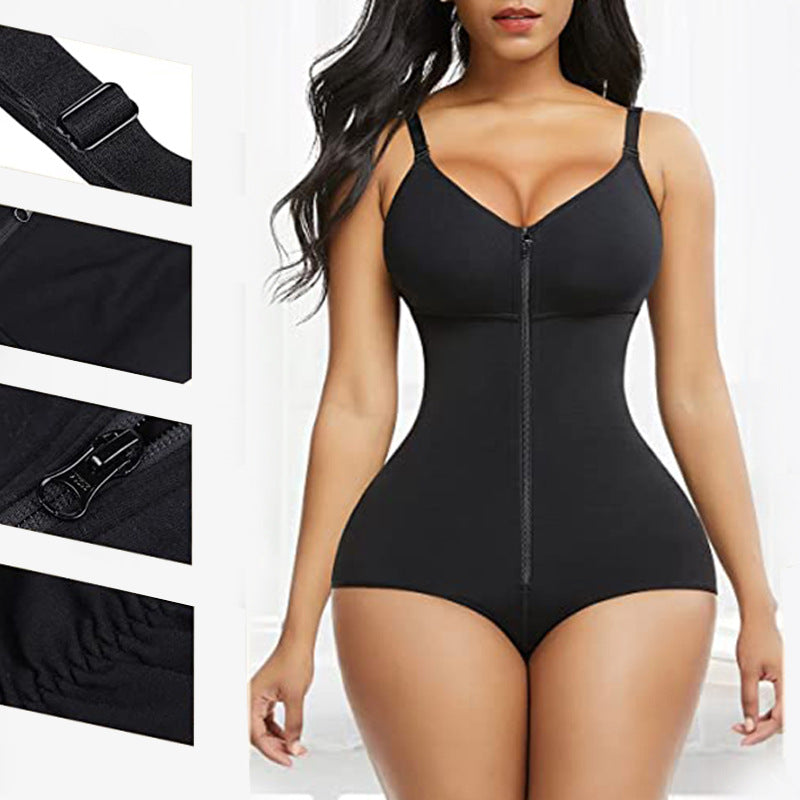 Zipper body suit, hip-enhancing body shaper, seamless breathable body suit