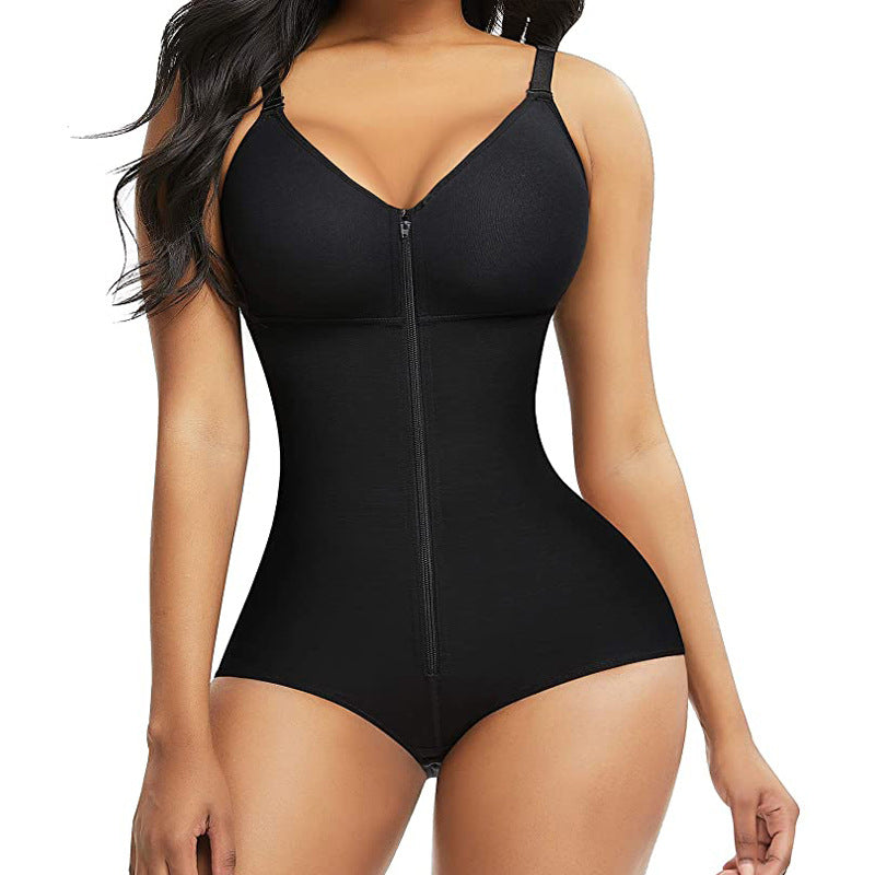 Zipper body suit, hip-enhancing body shaper, seamless breathable body suit