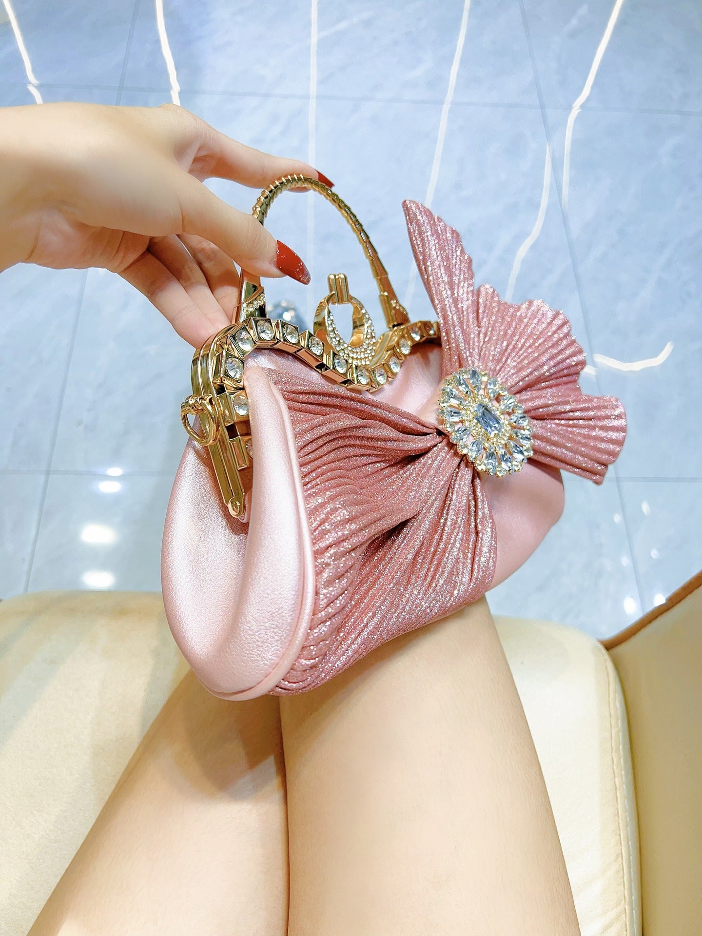 Women's  Diamond banquet bow evening bag shoulder crossbody bag