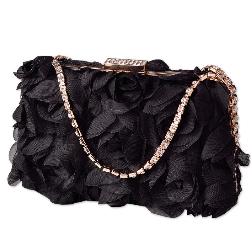 Flower evening bag handmade dress bag Diamond handles belt