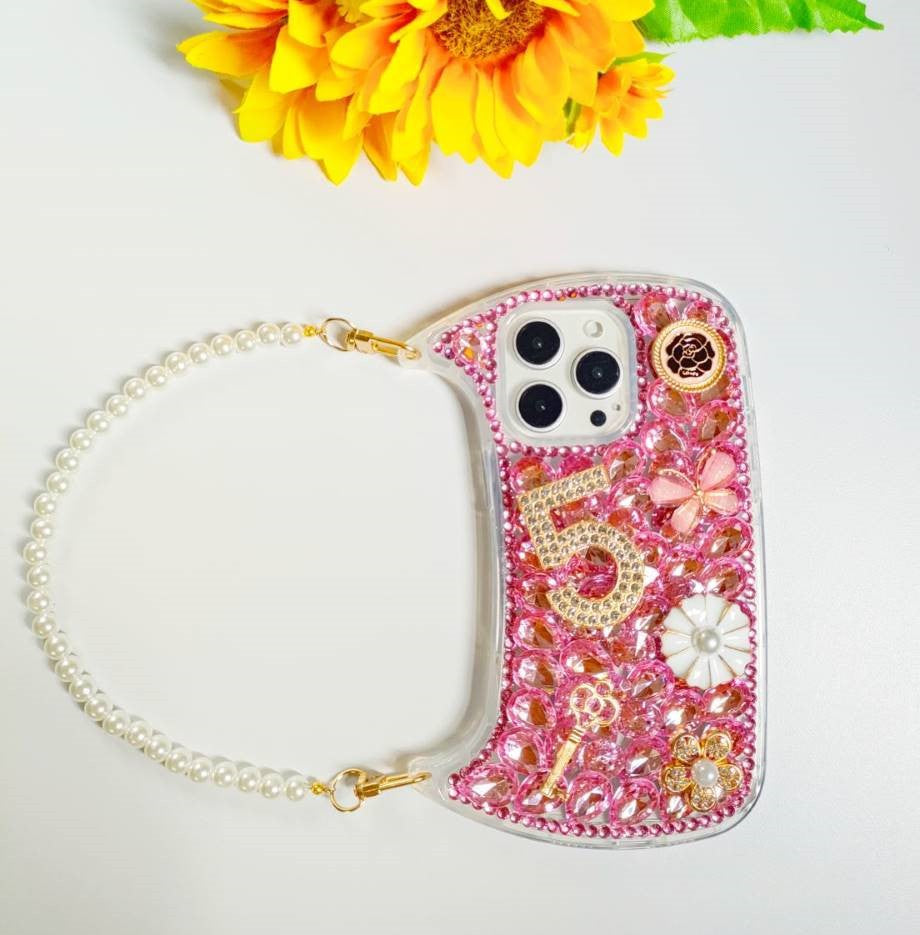 Suitable for Apple handmade diamond pendant small handbag mobile phone case