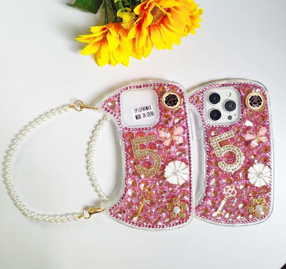 Suitable for Apple handmade diamond pendant small handbag mobile phone case