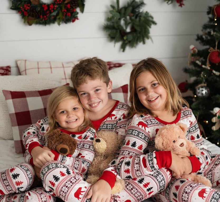 Christmas Family pajamas Polyester parent-child home wear suit