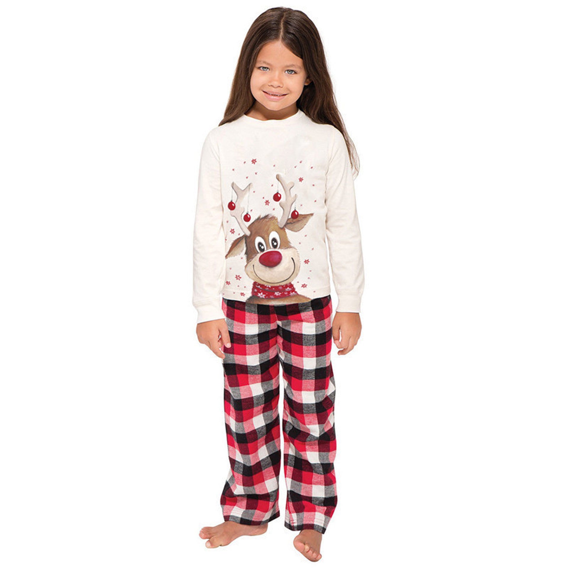 New Christmas Elk Print Parent-child Long Sleeve Pajamas Set Christmas Home Clothes