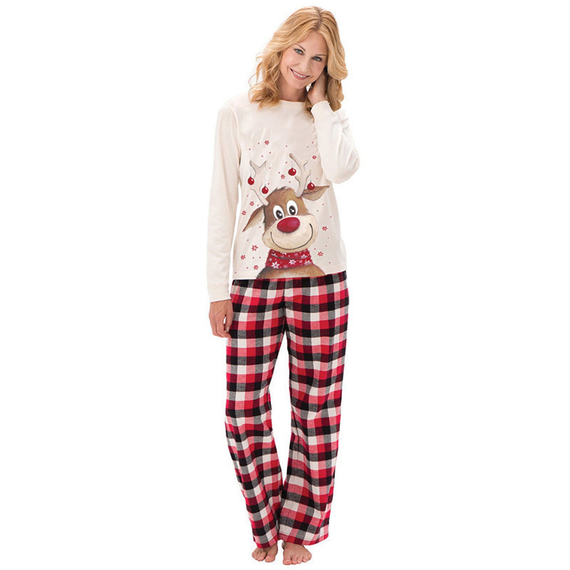 New Christmas Elk Print Parent-child Long Sleeve Pajamas Set Christmas Home Clothes