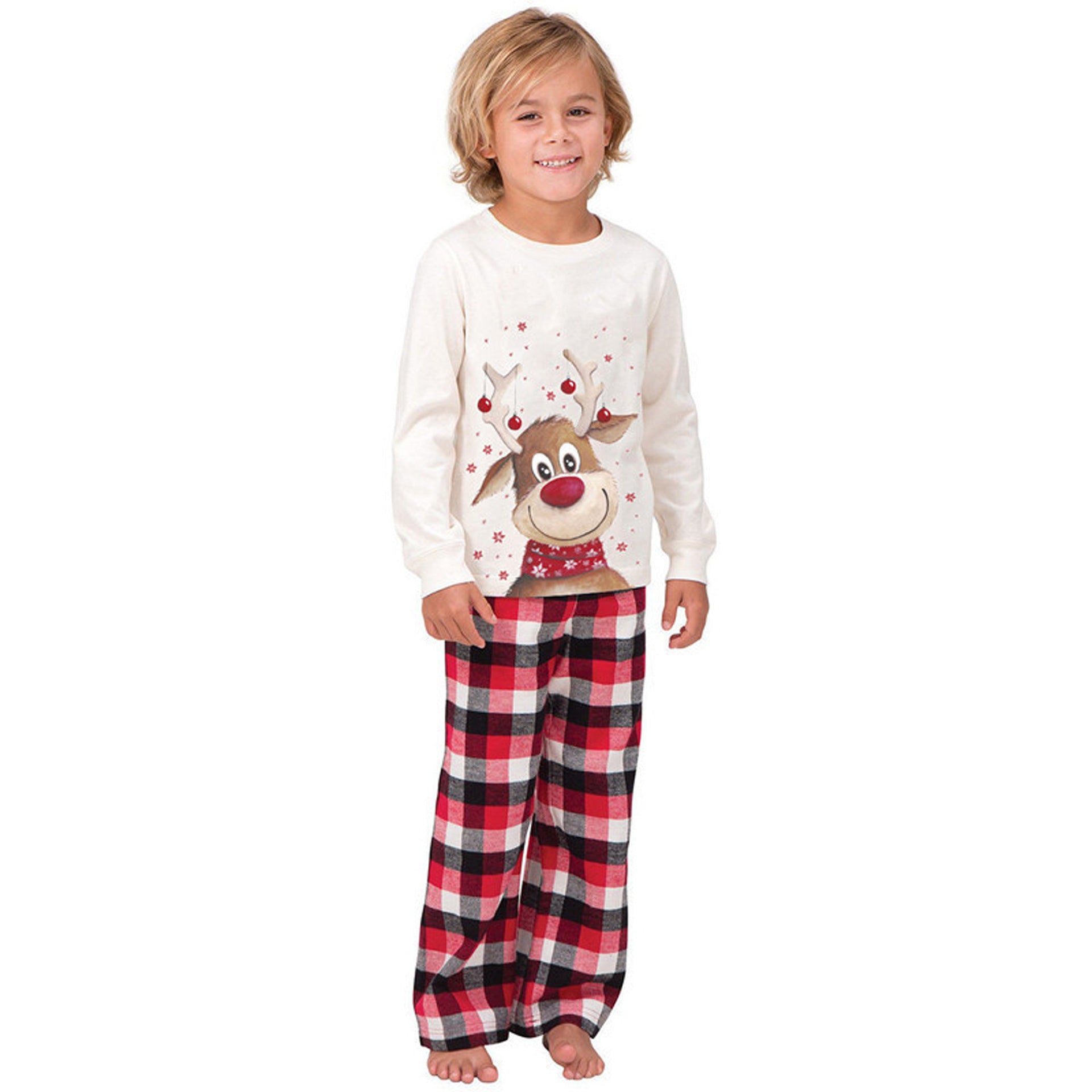 New Christmas Elk Print Parent-child Long Sleeve Pajamas Set Christmas Home Clothes