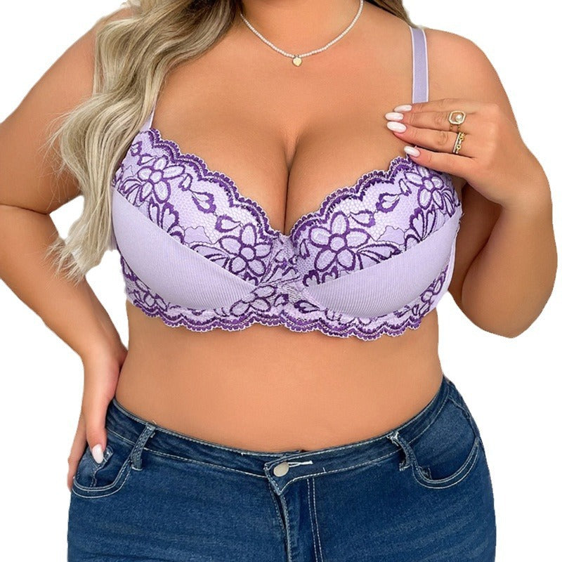 Plus Size bra thin style beautiful back sexy plus size underwear with steel ring