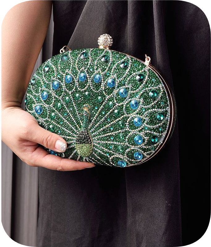 New Peacock Diamond Evening Bag Retro Style Party Dress Bag Women's