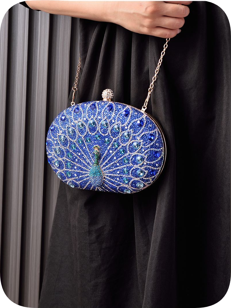 New Peacock Diamond Evening Bag Retro Style Party Dress Bag Women's